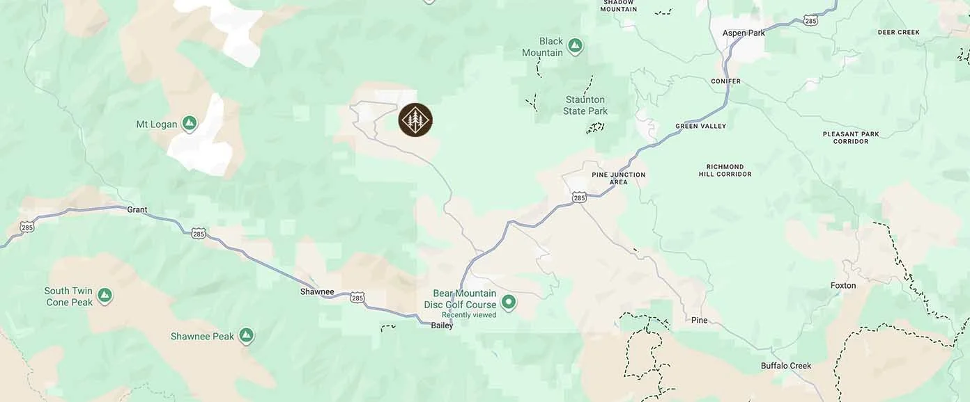 Terrain map showing Mount Logan, Shawnee Peak and Bear Mountain Disc Golf Course